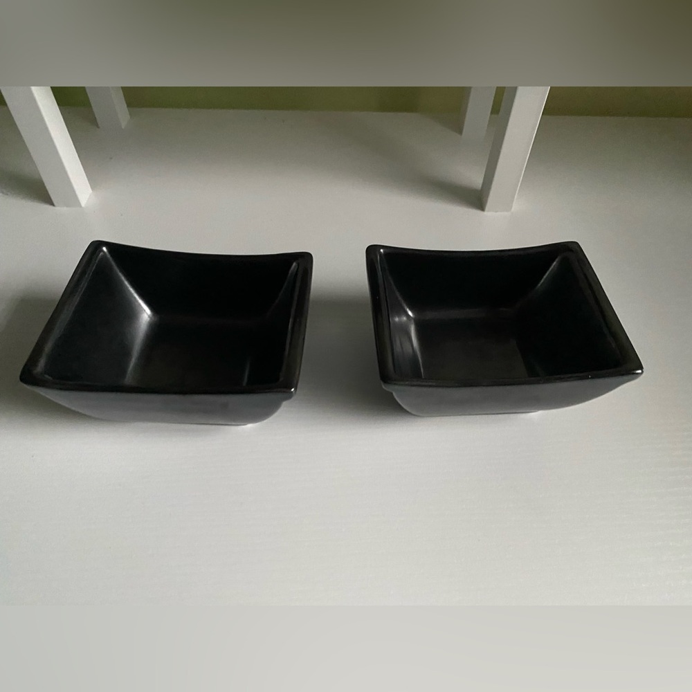 Set of Two Black Square Bowls